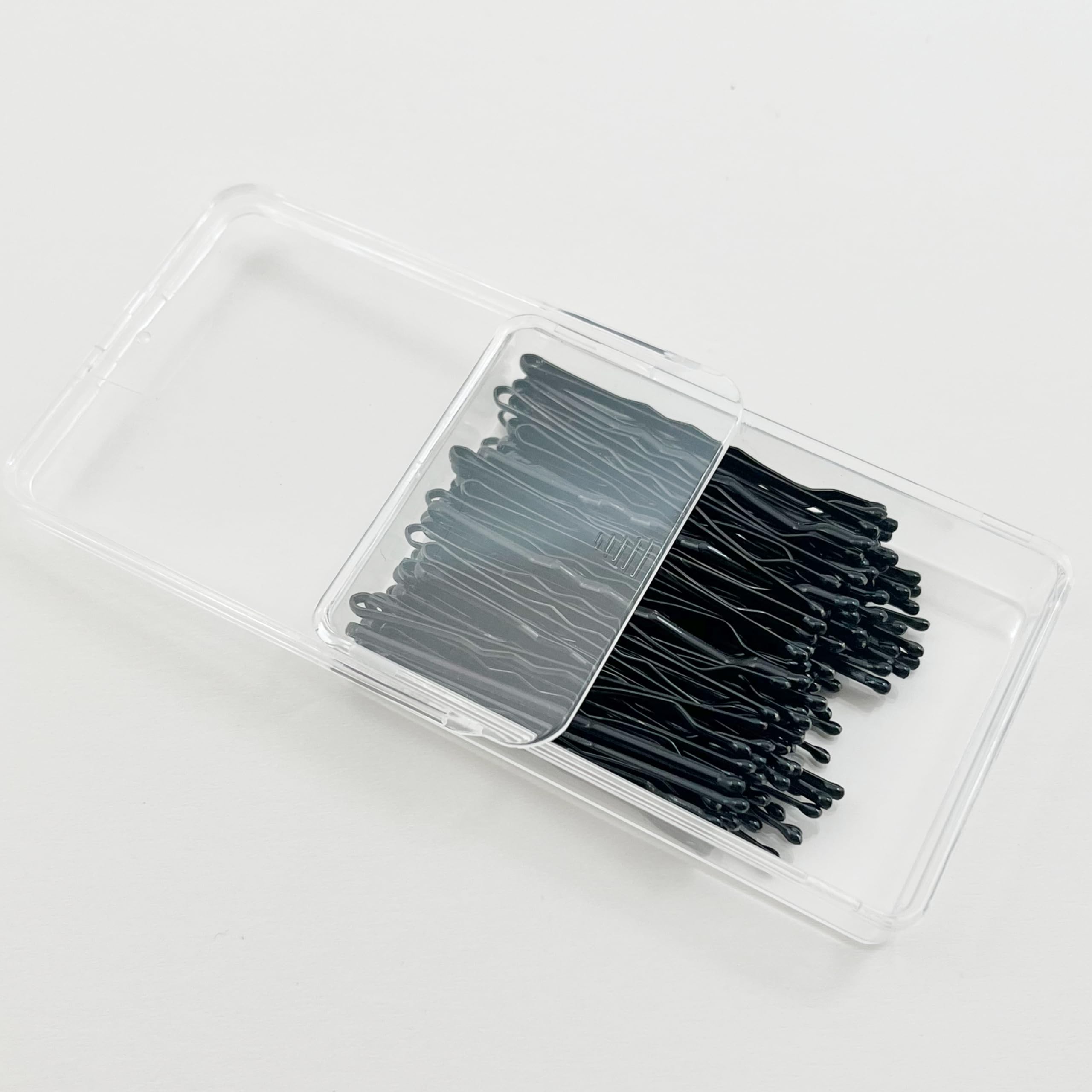 Amazon Basics Bobby Pins - 72 Count Black Hair Pins for Women, Secure Hairstyles for Work, Gym & Everyday Use