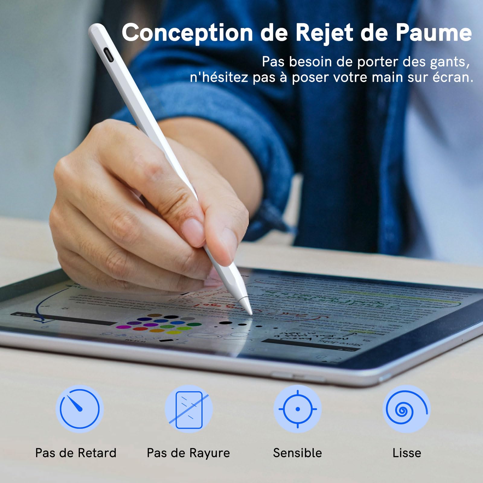 Apple Pencil Alternative - Stylus Pen for iPad with Palm Rejection & Tilt Sensitivity, Compatible with iPad Pro 11