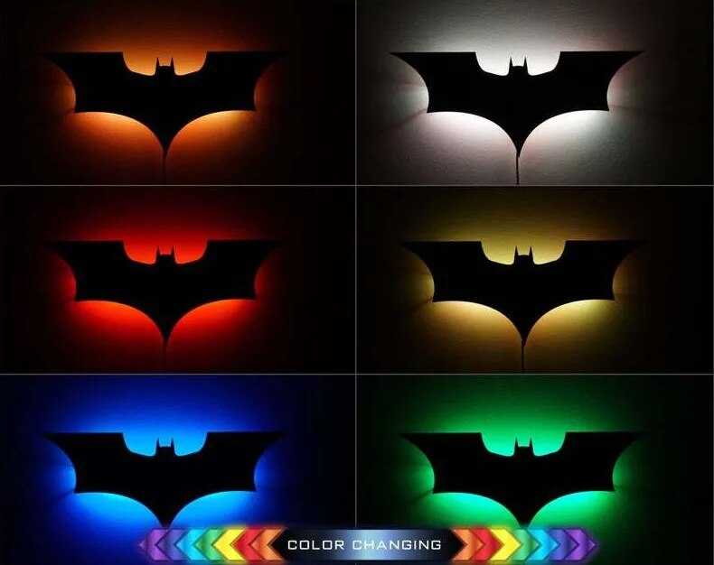 Batman LED Wall Light with Wireless Remote Control - Superhero Themed Night Light for Kids Room, Bedroom, and Game Room Decor
