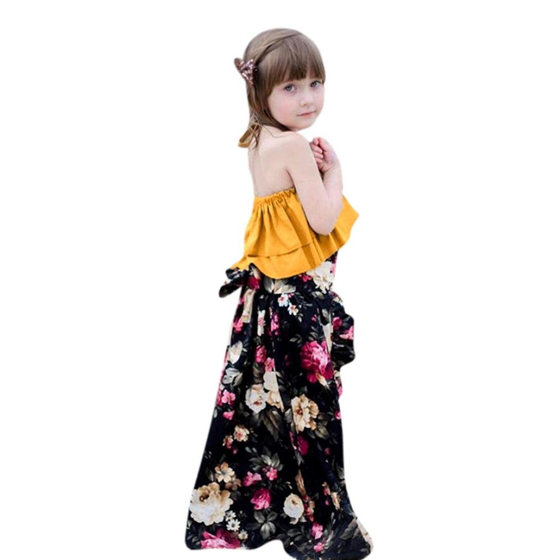 Sister Matching Outfits - Off Shoulder Top & Floral Tutu Dress Set for Family Photos