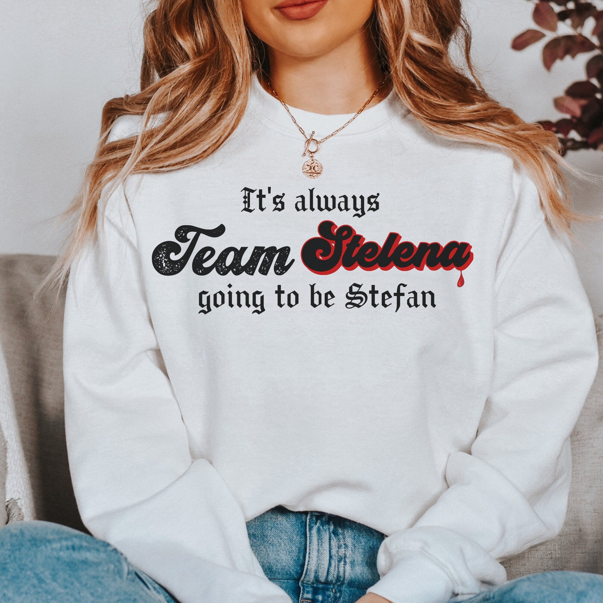 Team Stelena Sweatshirt | The Vampire Diaries TVD Merch | Stefan Salvatore Inspired Apparel | Perfect TVD Fan Gift for Cosplay & Casual Wear