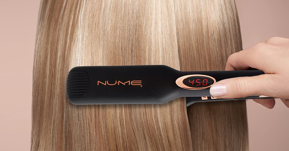 NuMe Megastar X Tourmaline Hair Straightener – 1.75 Inch Floating Plates with Negative Ion & Infrared Technology for Ultra-Smooth, Shiny Hair – Perfect for Home Use, Travel, and Salon Styling (All Hair Types)