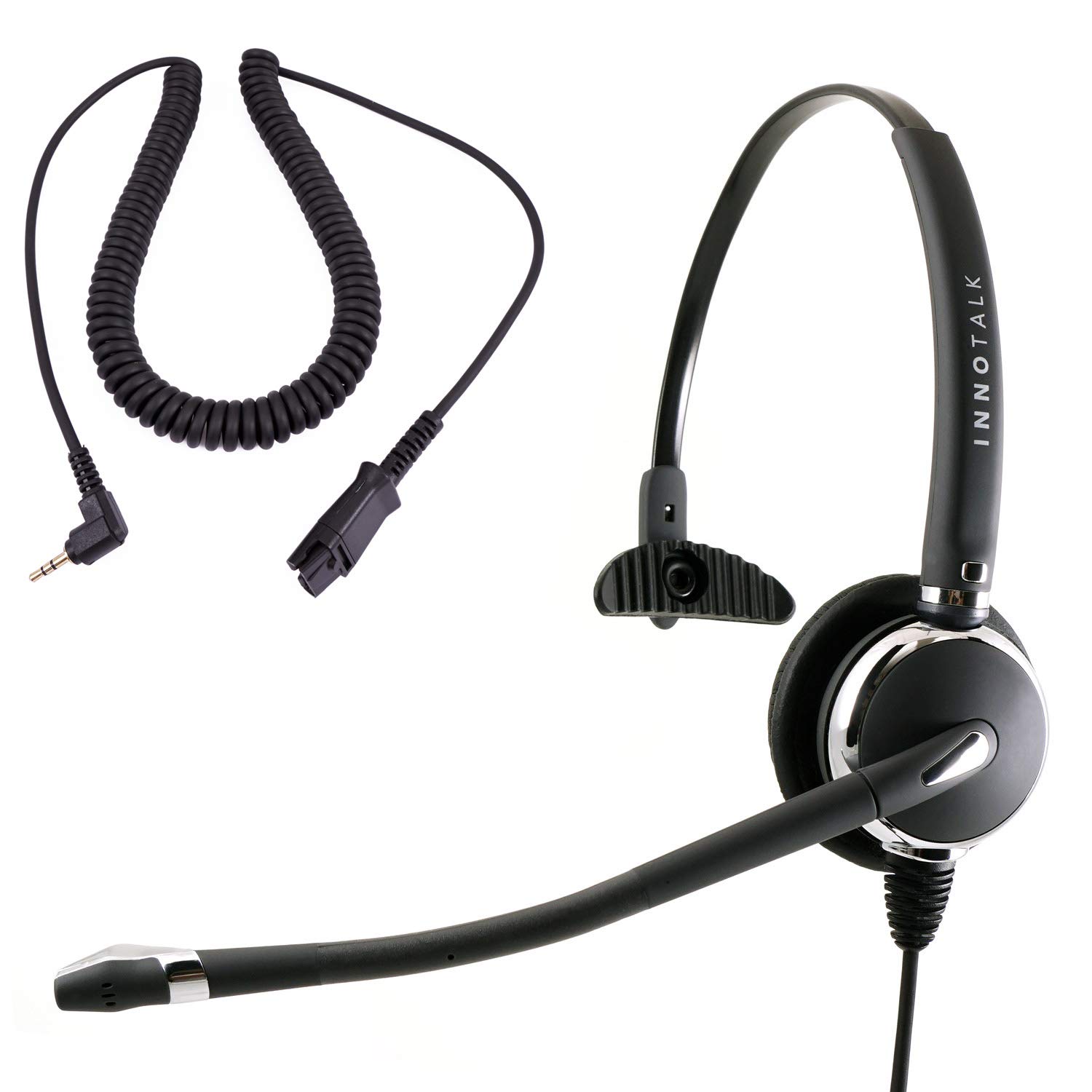 Premium Monaural 2.5mm Noise Canceling Headset for Cisco SPA, Panasonic, Vtech, Uniden, Grandstream & DECT Phones - Ideal for Office Calls, Customer Service & Remote Work