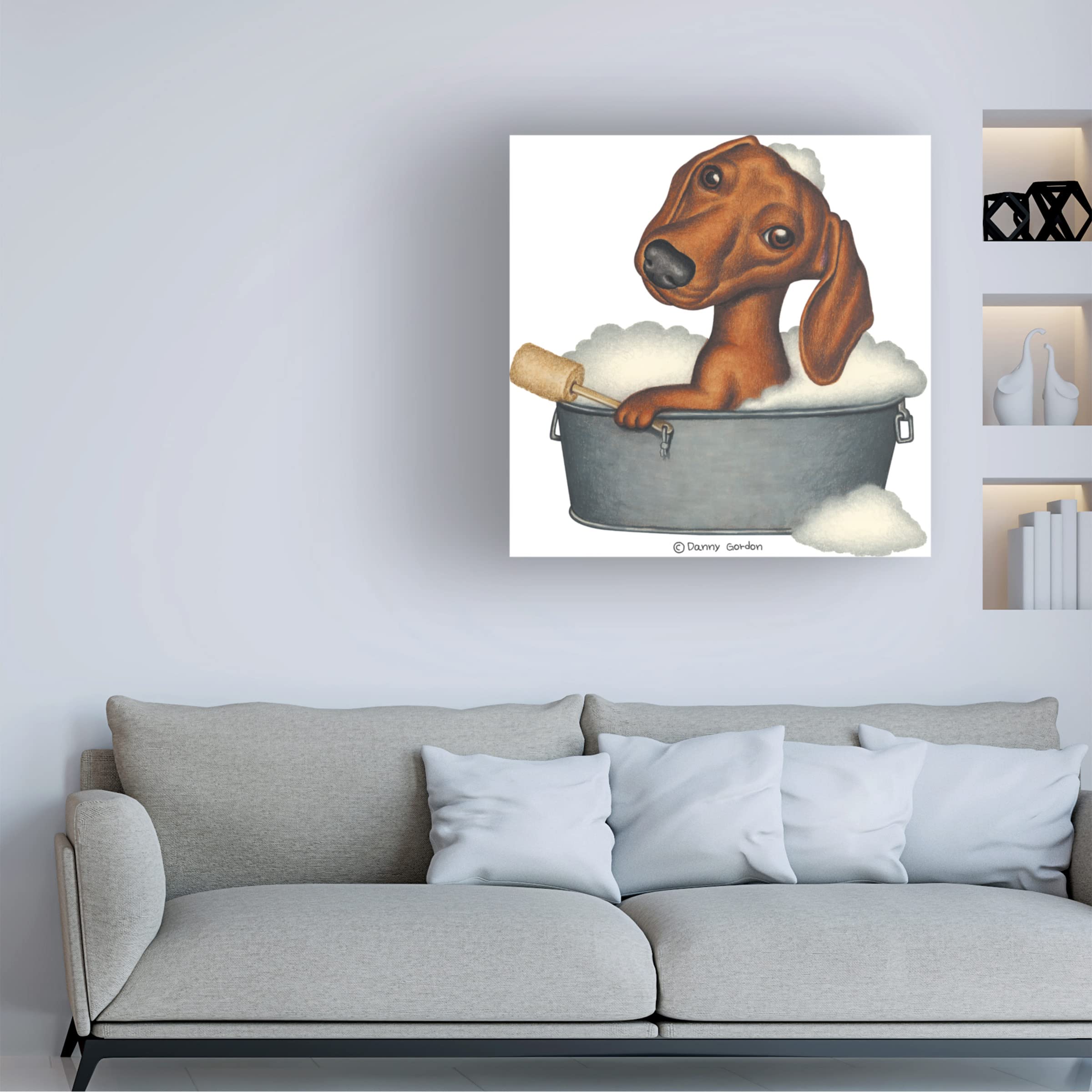 Danny Gordon Dachshund Canvas Art - Brown Dog Bathroom Decor