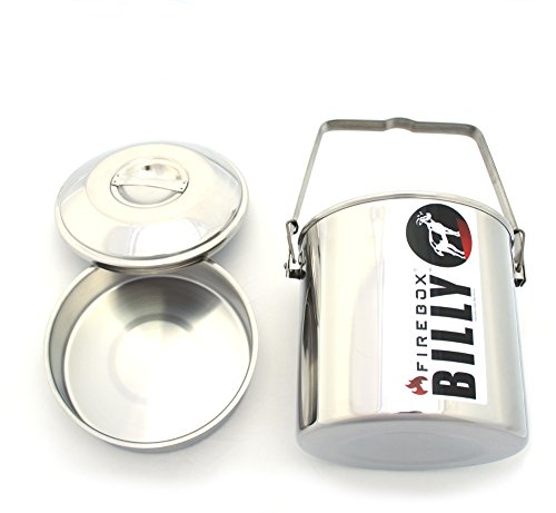**Stainless Steel Firebox Locking Bail Handle Camping Pot - Zebra Loop Handle Bushcraft Cookware Kit with SS Handle Clips (Pre-Installed) - Perfect for Camping, Hiking & Outdoor Cooking**