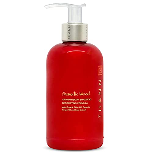 Thann Aromatic Wood Aromatherapy Shampoo for Men & Women - Organic Olive Oil, Grape Seed & Coix Extracts Detoxifying Shampoo | Silicone & Paraben Free, Fresh Scent | 250ml (8.5 Fl Oz) - Perfect for Spa Day, Relaxation & Hair Care Routine