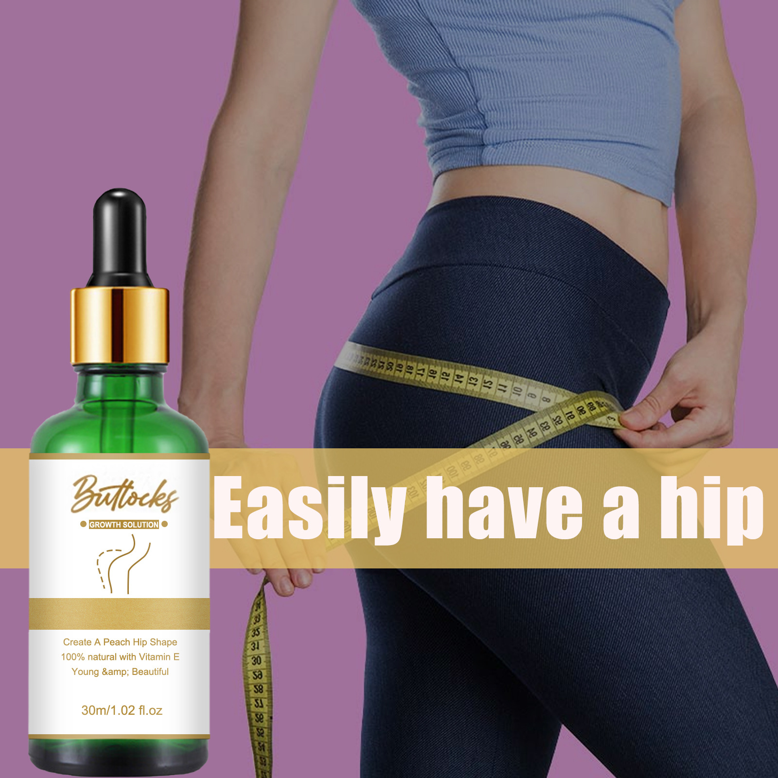 **Hip Lift Firming Essential Oil for Women - Butt Enhancement & Cellulite Reduction (2 Pack) - Natural Skin Tightening for Postpartum & Fitness Recovery**