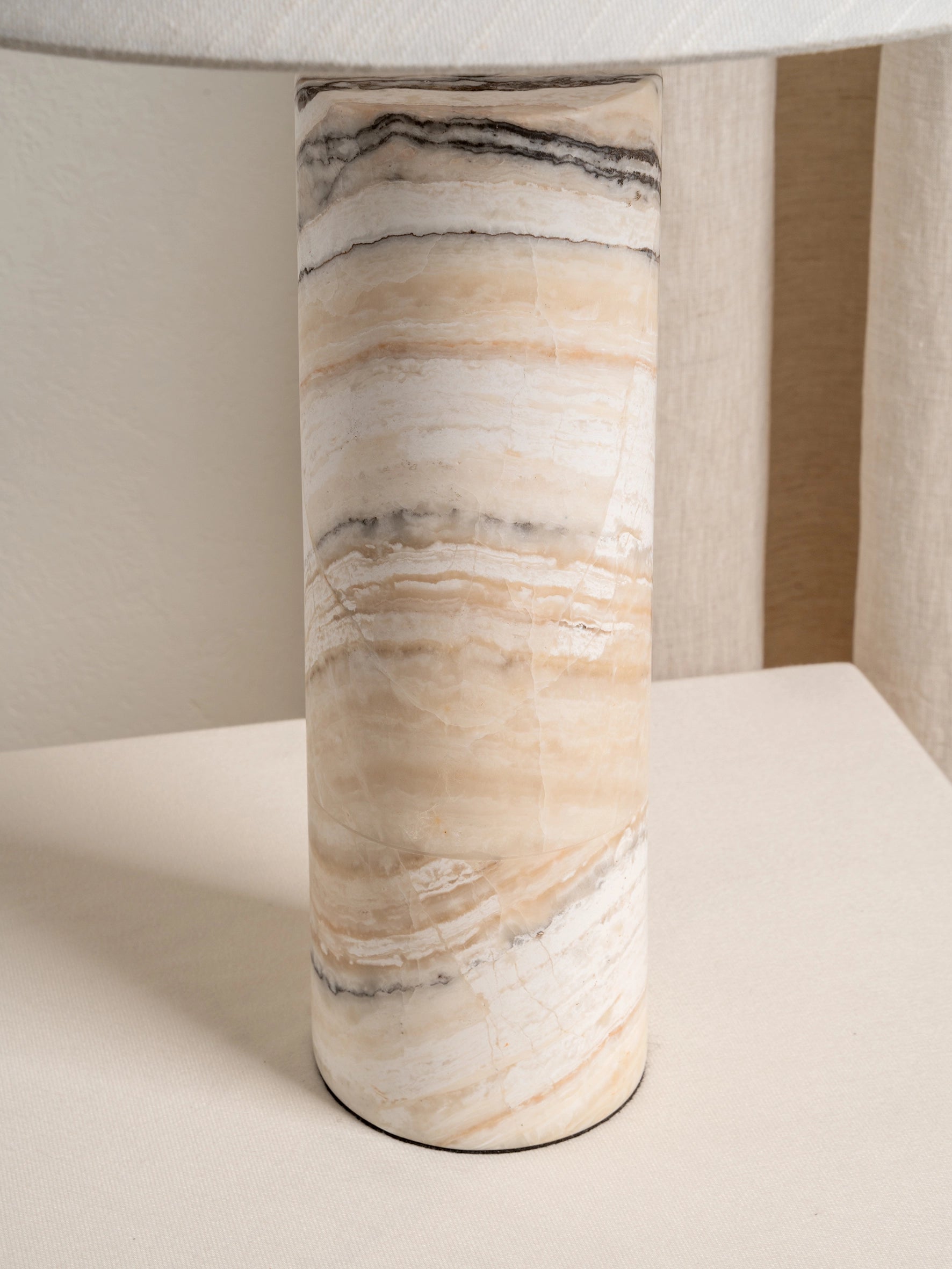 Barola White Onyx Cylinder Table Lamp - Elegant Home & Office Decor Lighting for Bedroom, Living Room, and Study