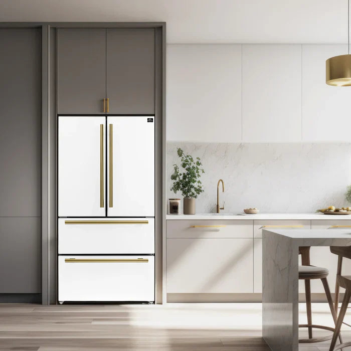 36 Inch Black FORNO Espresso Moena French Door Refrigerator - 19.2 Cu.ft Capacity, Energy Efficient FFRBI1820 36BLK Model - Perfect for Modern Kitchens, Entertaining & Large Family Storage