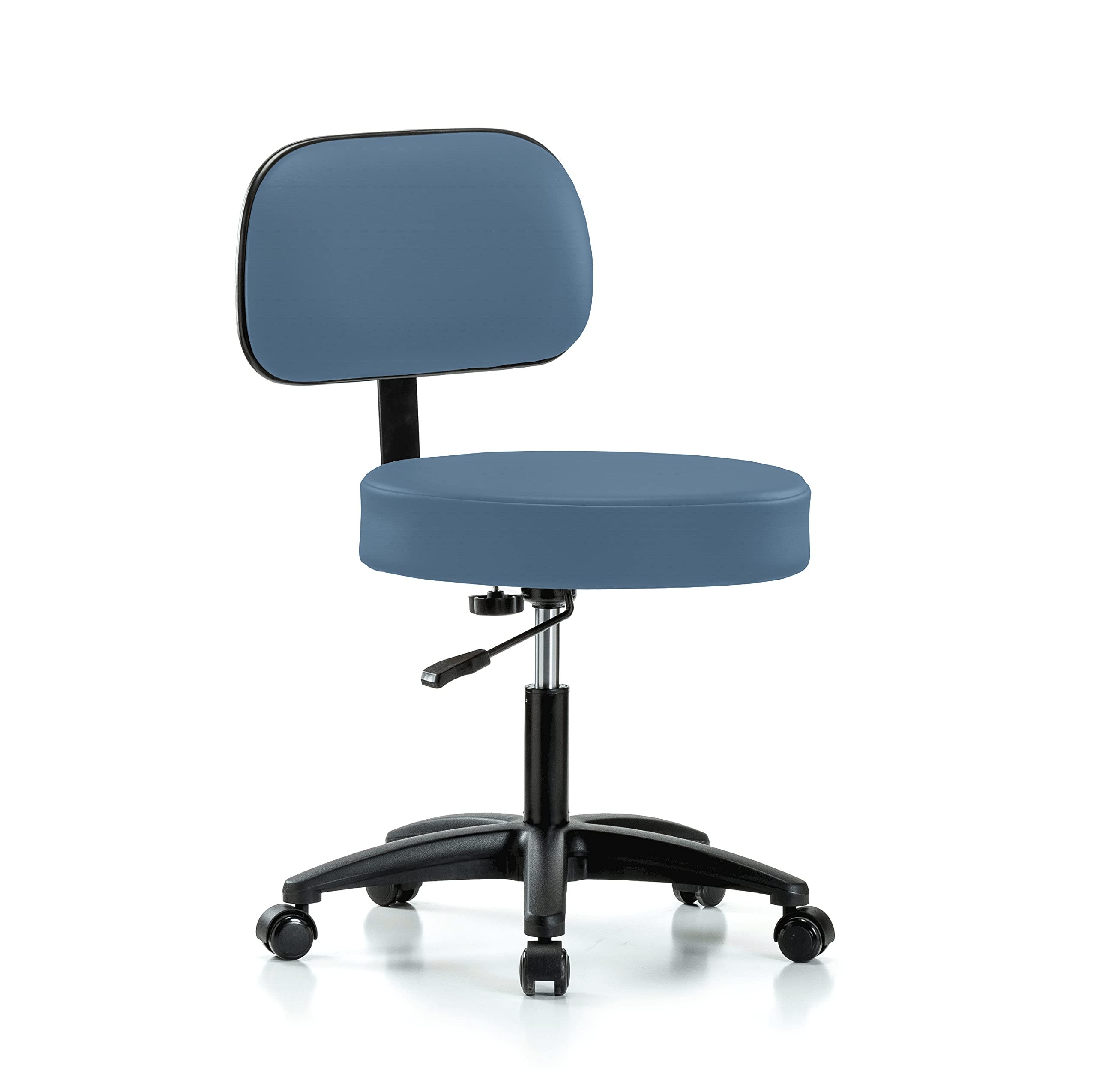 **Perch Walter Rolling Height Adjustable Exam Stool with Back Support – 300 lb Weight Capacity for Carpet or Linoleum Floors | Newport Fabric Upholstery | Perfect for Medical Offices, Classrooms & Home Desks**