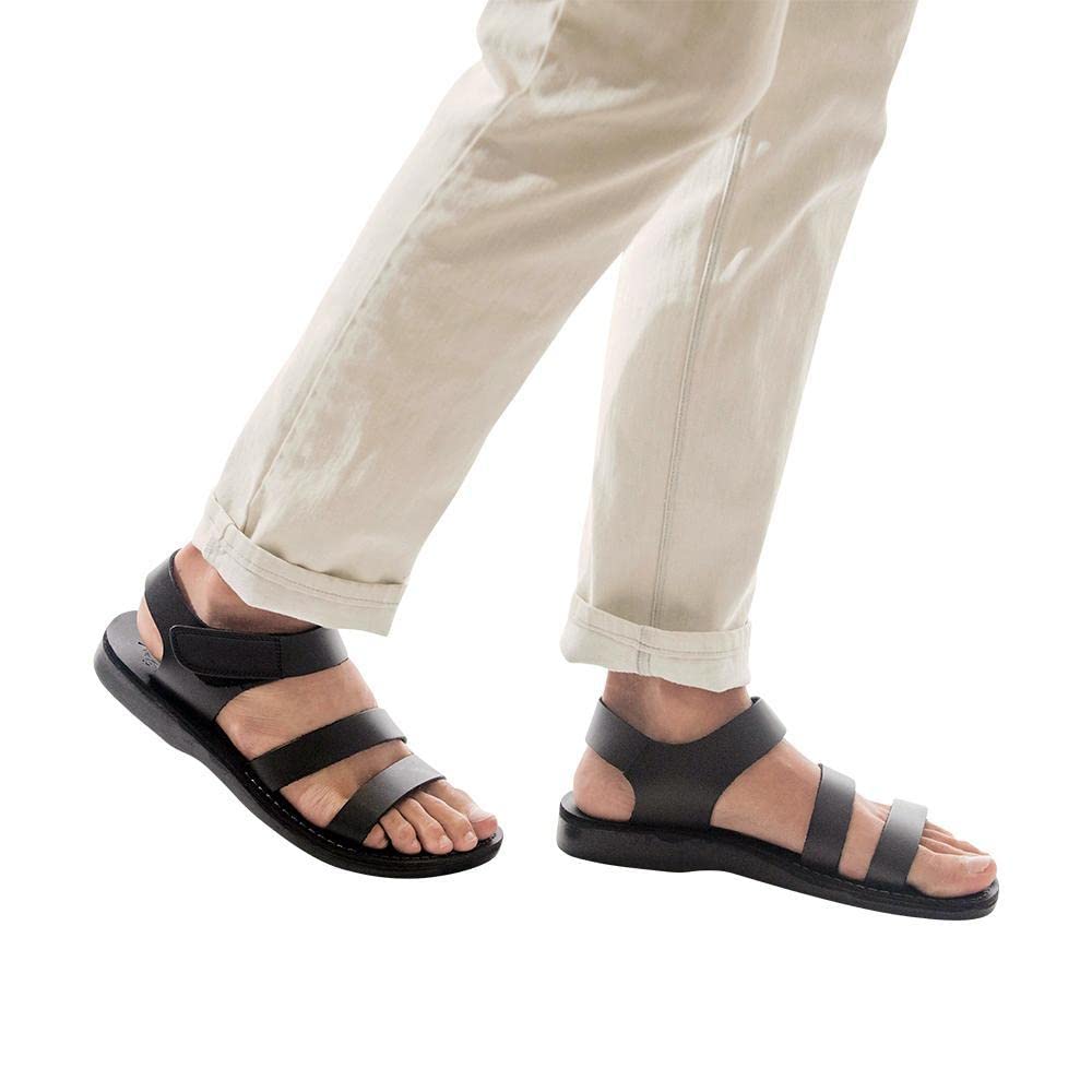**Men's Leather Velcro Strap Sandals - Comfortable Adjustable Slip-On Casual Shoes for Walking, Beach & Outdoor Activities**