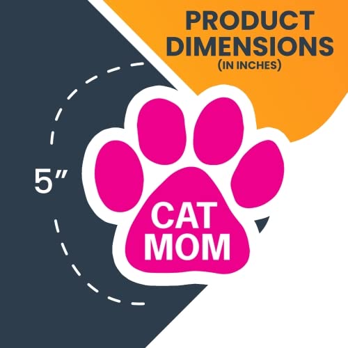 Pink Pawprint Cat Magnet Decal for Cars - 5 Inch Heavy Duty Automotive Magnet - Cat Mom Gift for Motherhood Celebration - USA Made Car Accessories for Trucks & SUVs - Perfect for Pet Lovers & Feline Enthusiasts
