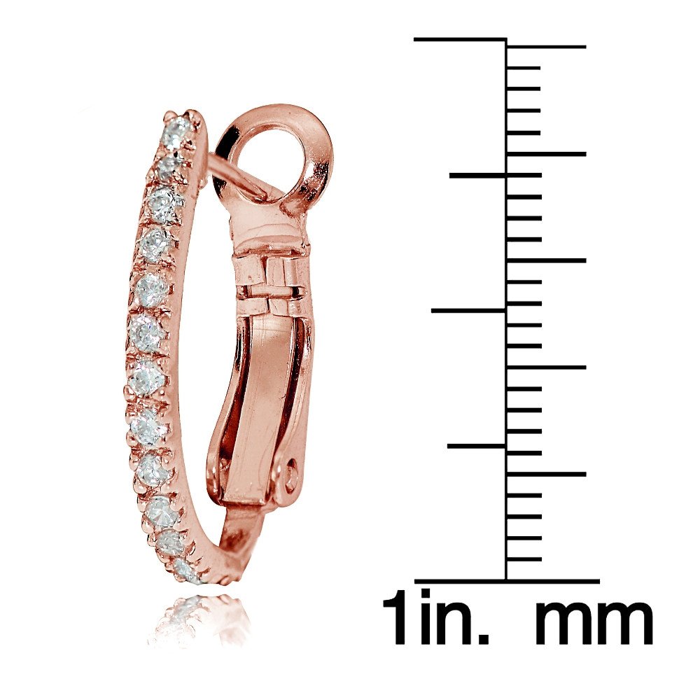 18mm Sterling Silver Cubic Zirconia Oval J-Hoop Huggie Earrings for Women - Perfect for Everyday Wear, Date Nights & Special Occasions