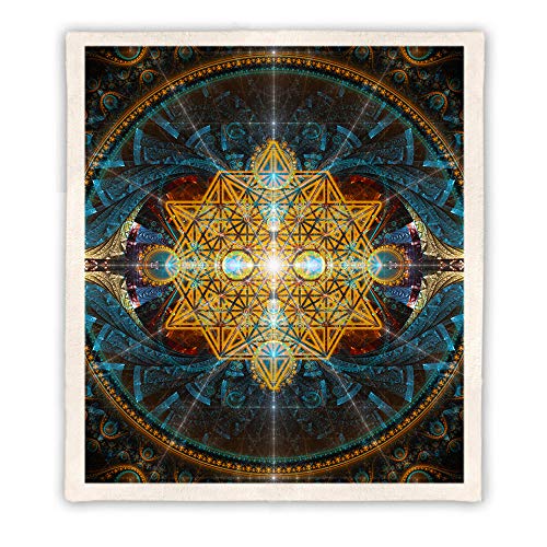 Sacred Geometry Sherpa Fleece Throw Blanket - Soft Spiritual Design for Meditation & Yoga - Large Cozy Blanket for Bed, Couch & Home Decor