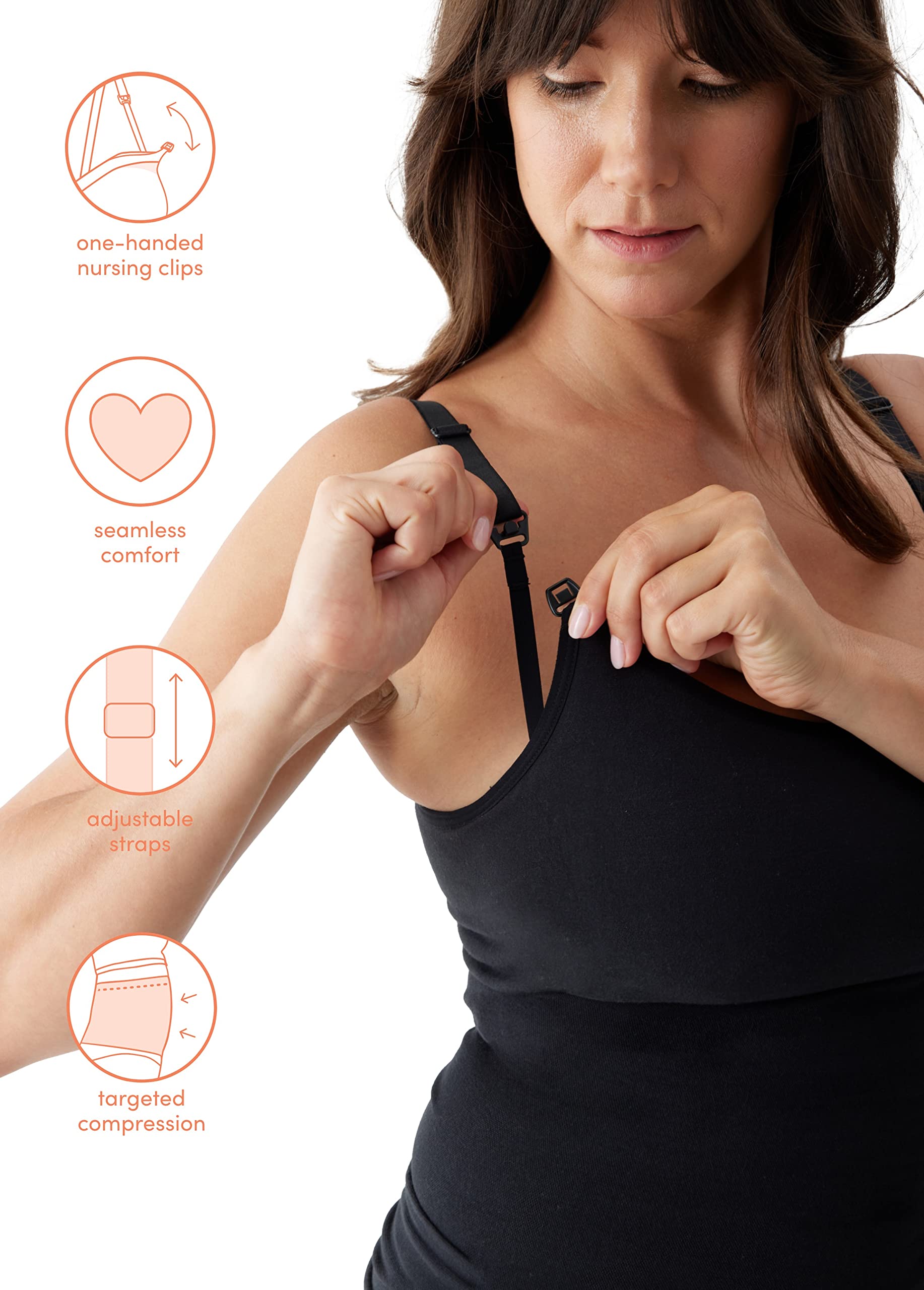 Ingrid & Isabel Basics Postpartum Nursing & Shaping Cami - Comfortable Seamless Maternity Tank Top for Breastfeeding & Everyday Wear