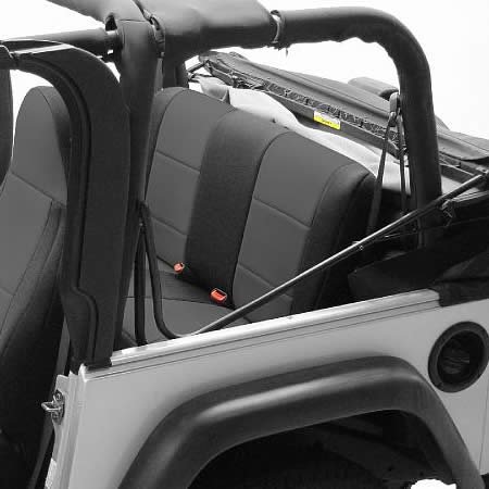 Coverking Custom Fit Neoprene Seat Cover for Jeep Wrangler CJ 2-Door - Black/Charcoal | Waterproof & Durable Protection | Perfect for Off-Roading & Daily Commute