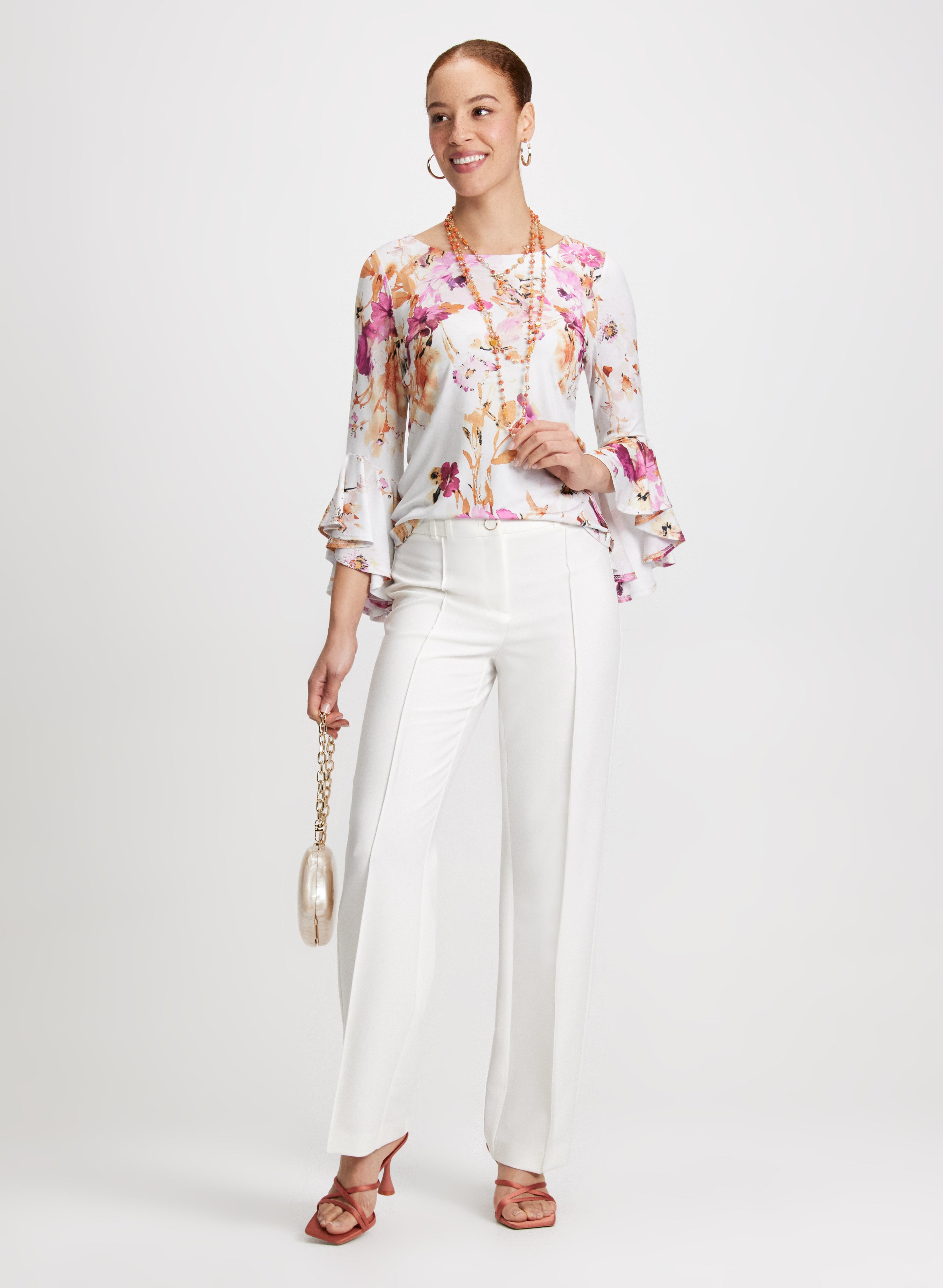 Floral Print Bell Sleeve Blouse for Women - Elegant Boho Chic Tops for Casual Wear, Date Night & Spring Outfits