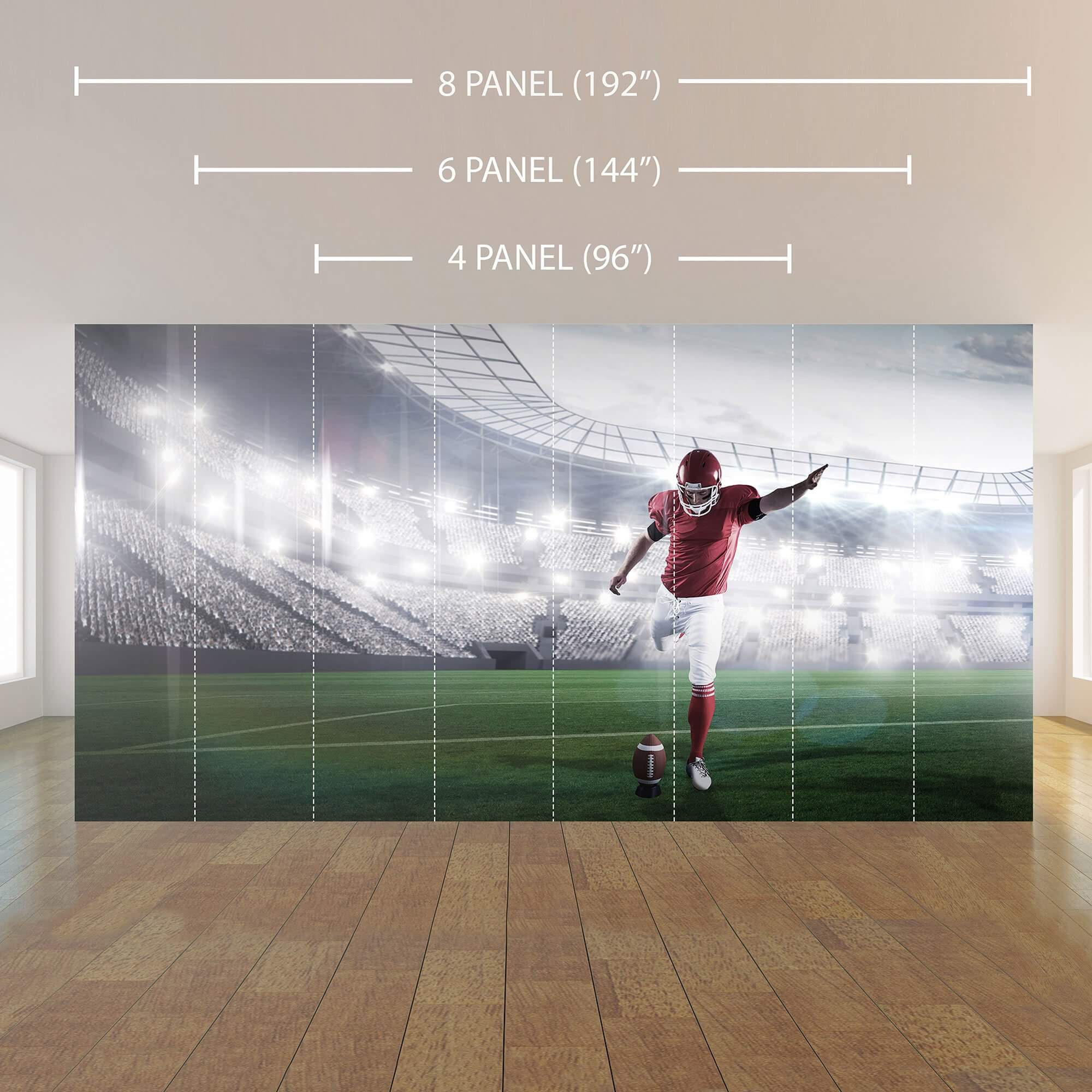 Green and Red Football Peel and Stick Removable Wall Mural - Self-Adhesive Sports Decor for Bedroom, Game Room, or Kids Room - Easy to Apply and Remove