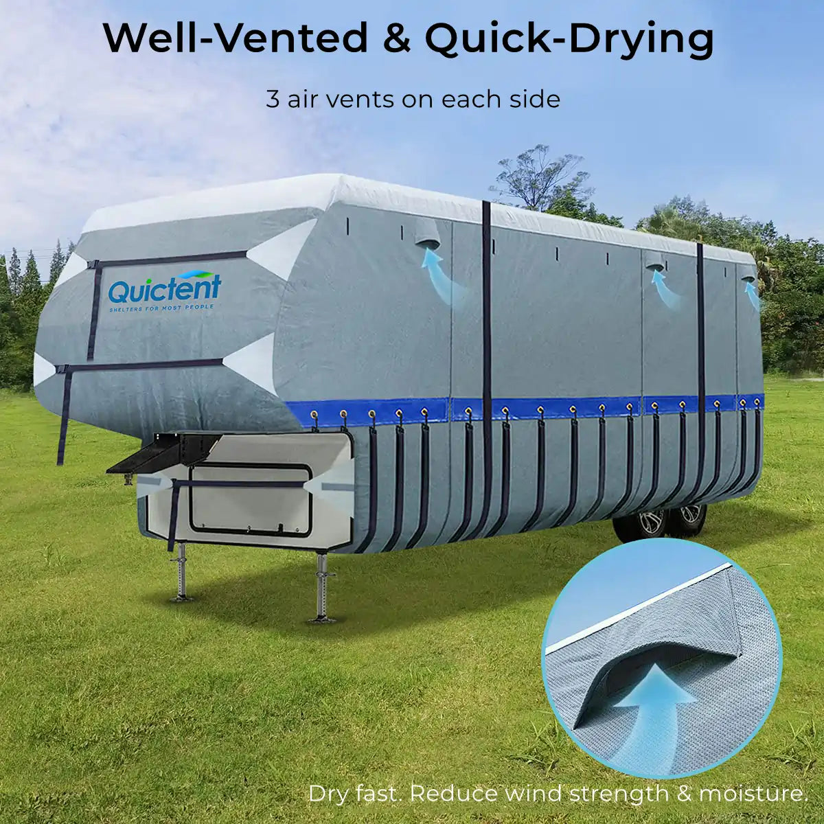 5th Wheel RV Covers - Heavy Duty Waterproof Travel Trailer Cover for All Seasons | Protects Against UV, Rain, Snow & Dust - Perfect for Outdoor Storage & Camping Trips