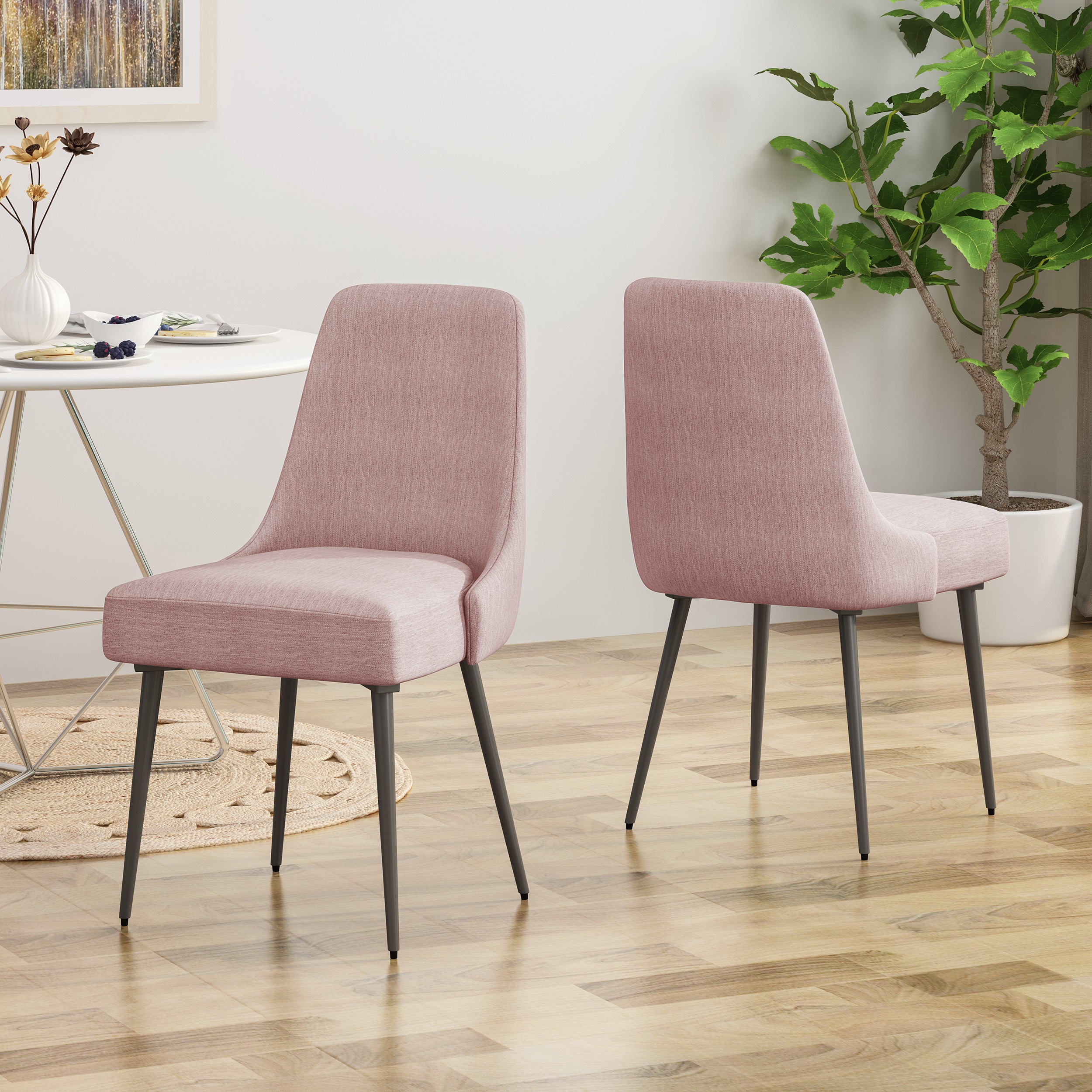 Modern Dining Chairs Set of 2 - Sturdy Wooden Kitchen Chairs with Padded Seat Cushions - Perfect for Dining Room, Kitchen, Breakfast Nook & Small Spaces