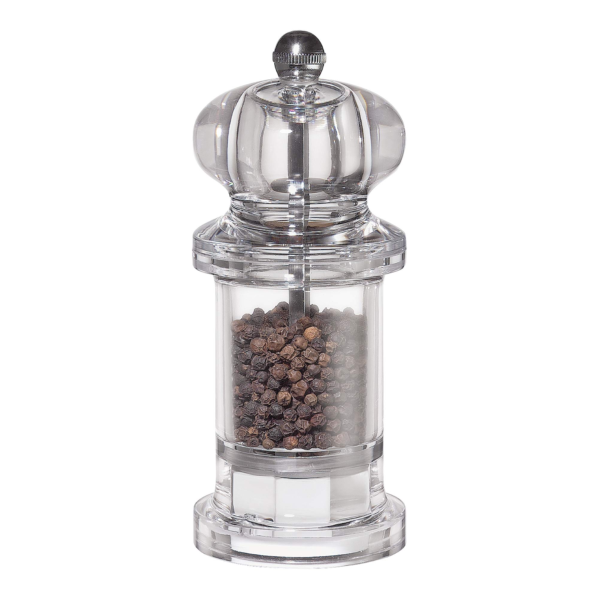 Premium 5.5-Inch Clear Acrylic Mini Pepper Grinder Mill - Classic Manual Spice Grinder for Kitchen, Dining Table & Travel - Perfect for Freshly Ground Pepper on Salads, Steaks & Pasta Dishes