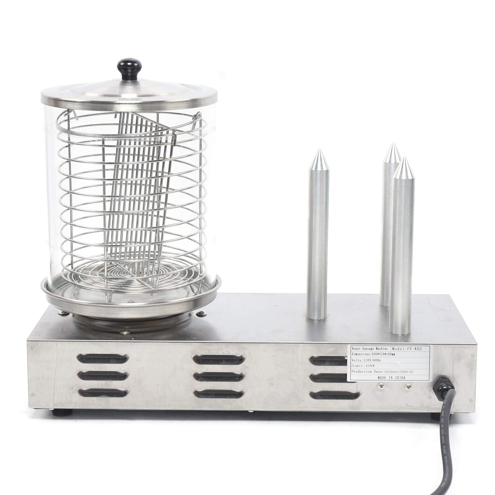 Commercial Electric Hot Dog Steamer 408W 110V - Stainless Steel Hot Dog & Bun Warmer - Perfect for Hot Dogs, Sausages, Egg Rolls - Ideal for Restaurants, Food Trucks, Cinemas & Stadium Concessions
