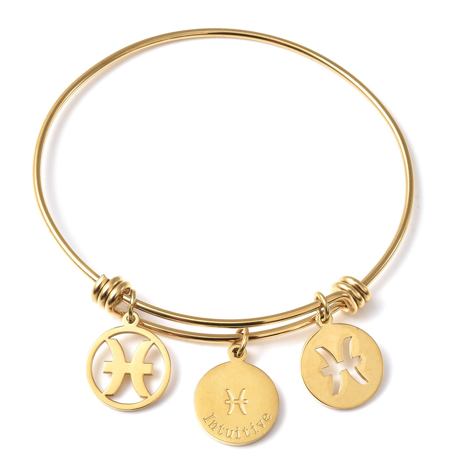 Stainless Steel Gold Plated Pisces Zodiac Bracelet for Women - Gift & Daily Wear