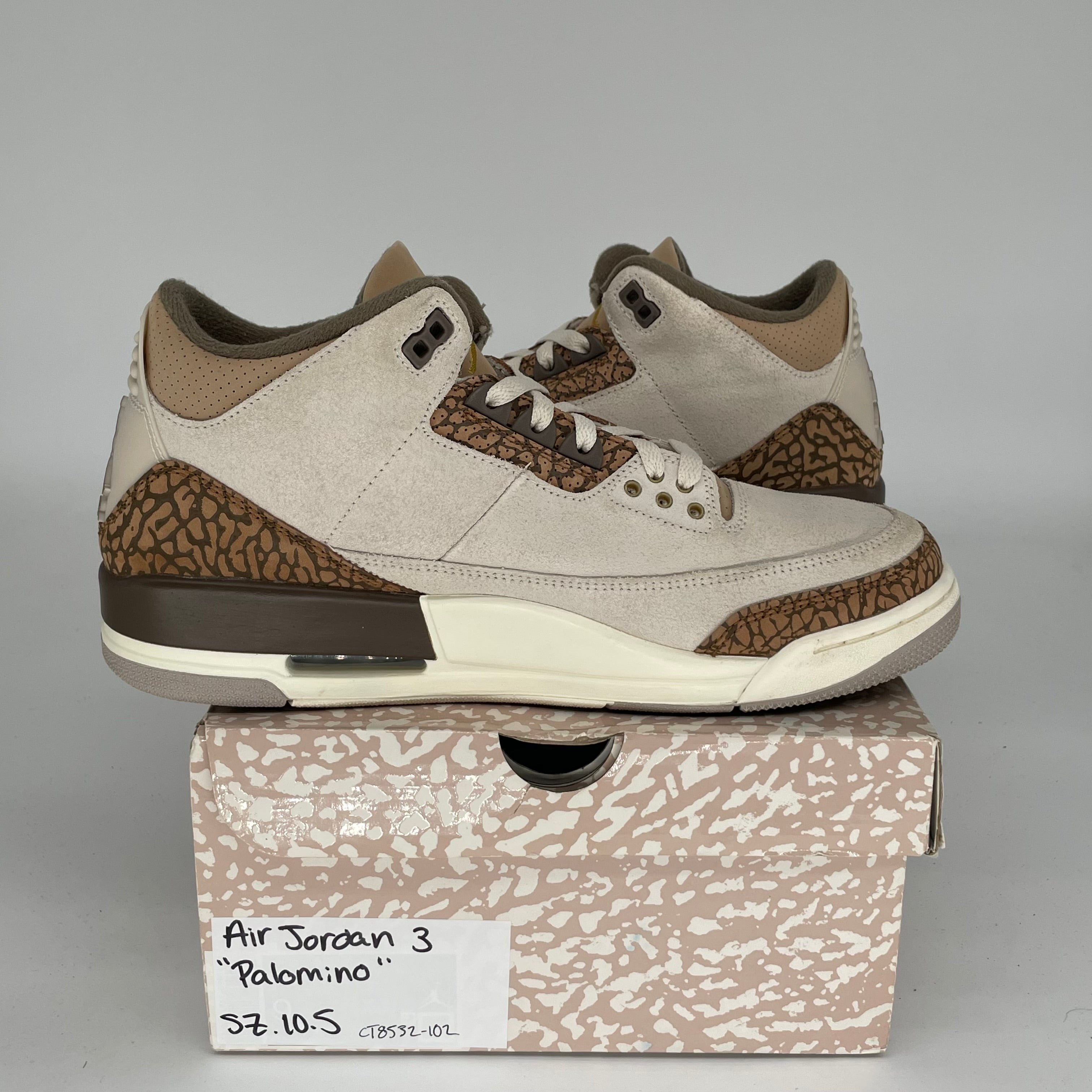 AIR JORDAN 3 PALOMINO Men's Basketball Shoes Size 10.5 - Style CT8532-102 - Retro Sneakers for Casual Wear & Street Fashion