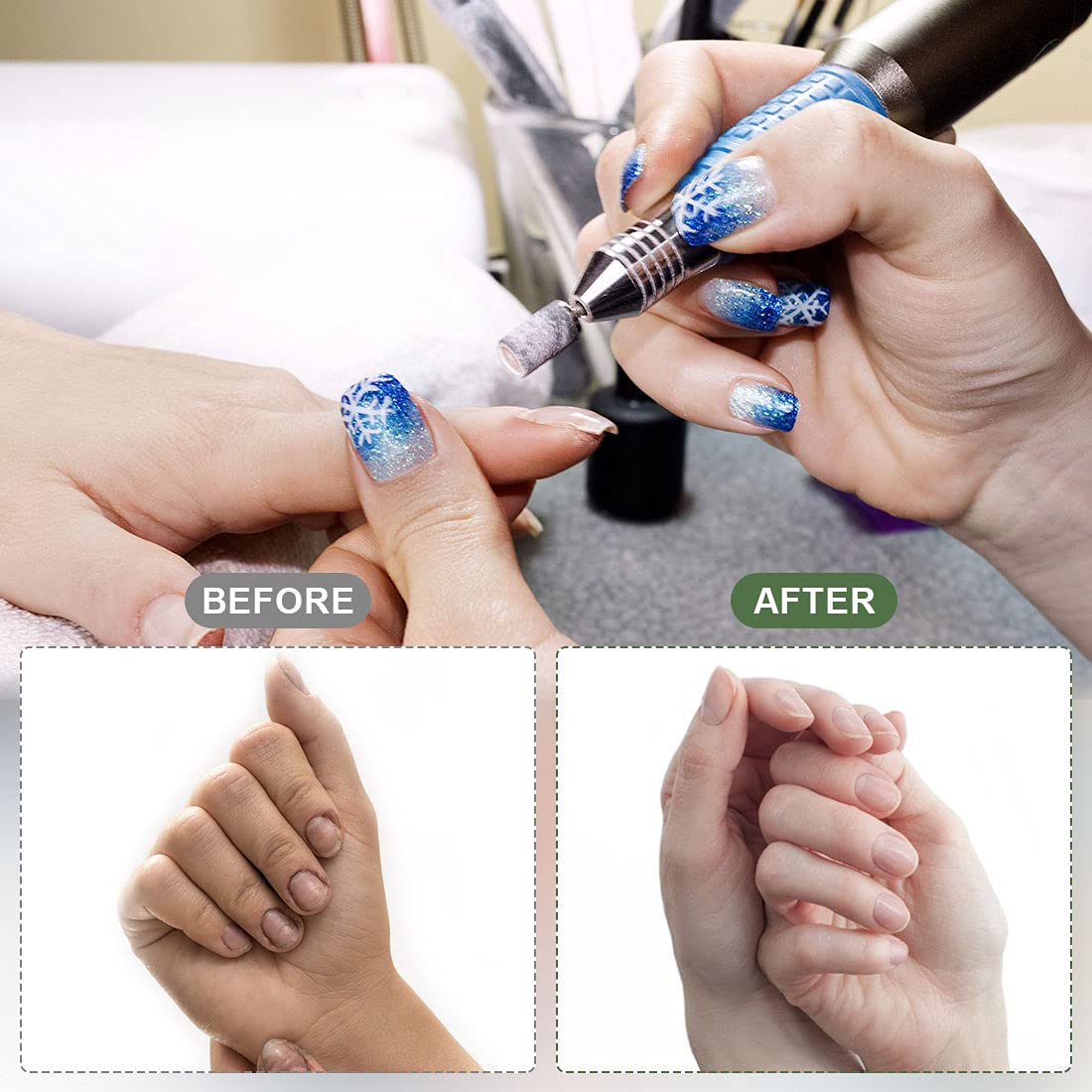 80# Professional Nail Sanding Bands for Nail Drill - 100 Coarse Sand Bands with 2 Mandrels (3/32