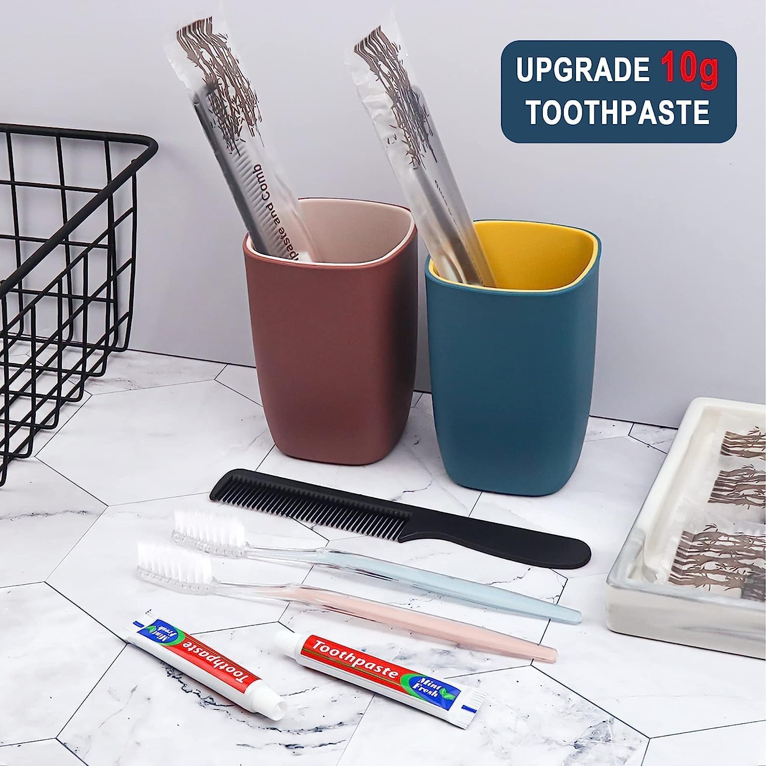 500 Pack Disposable Toothbrushes with Travel Toothpaste & Comb - Individually Wrapped Oral Care Kit (10g Toothpaste, 7