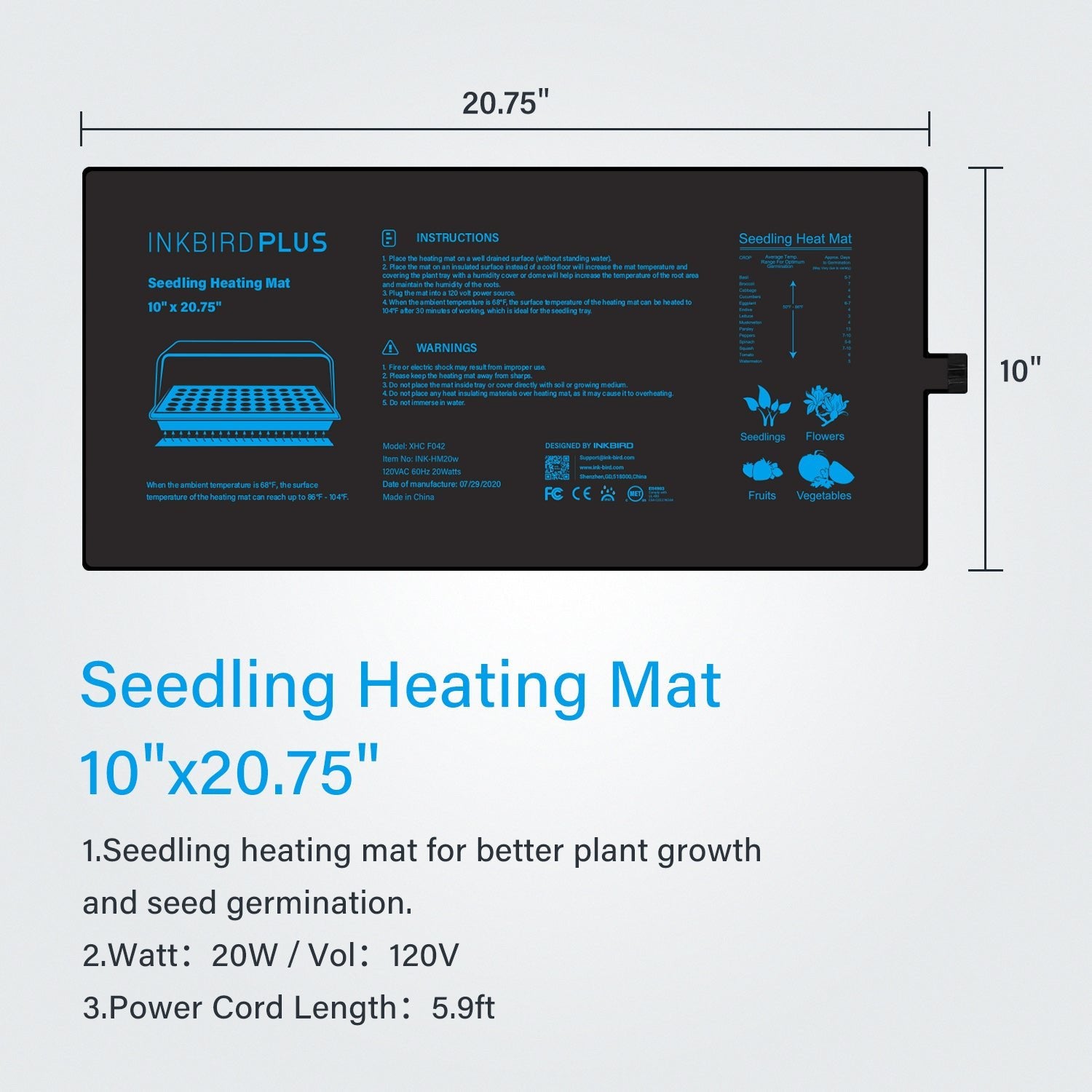 INK HM20W Electric Heating Pad - Waterproof, Fast Heating for Back Pain Relief - Perfect for Home, Office & Travel Use