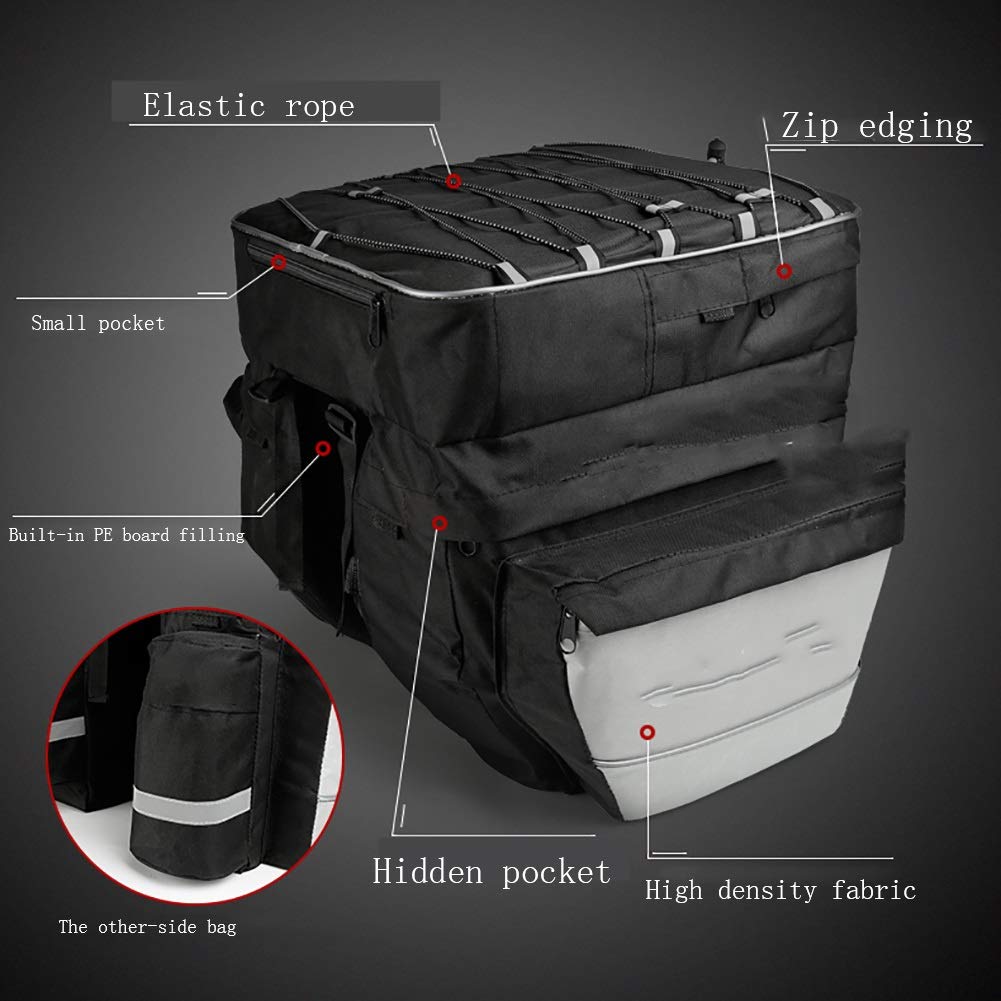 45L Waterproof Bike Rack Bag - Rear Bicycle Trunk Seat Duffel Bag for Mountain, Road & Folding Bikes | Durable Bilateral Storage with Weatherproof Design | Perfect for Commuting, Touring & Outdoor Adventures