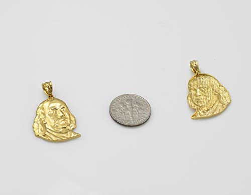 10K Yellow Gold Benjamin Franklin Pendant Necklace for Men - LA BLINGZ Historical Figure Jewelry - Perfect for Gifts, Collectors & American History Enthusiasts