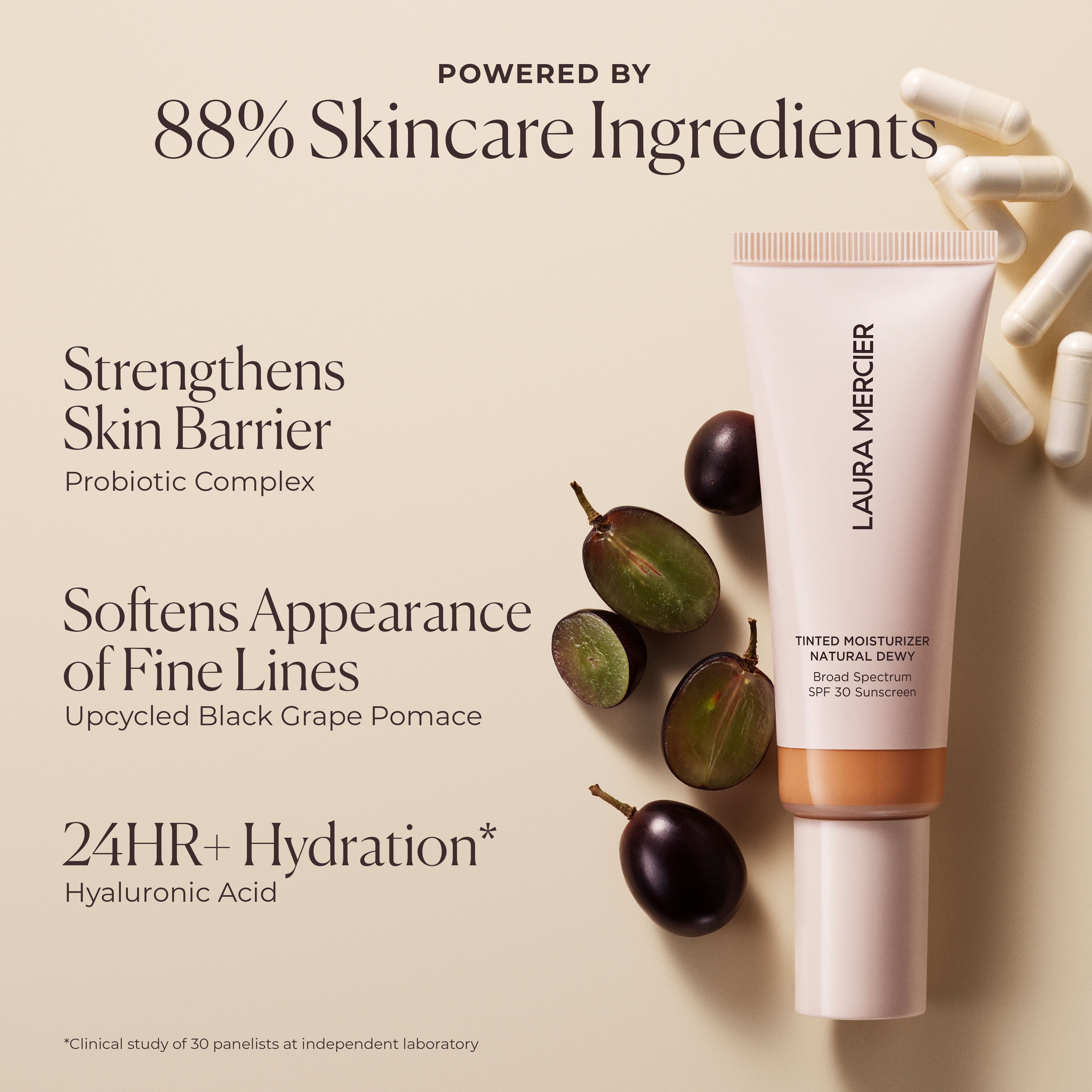Long Wear Tinted Moisturizer with SPF 30 & Hyaluronic Acid - Natural Dewy Finish for Daily Hydration & Sun Protection | Perfect for Work, Gym & Outdoor Activities