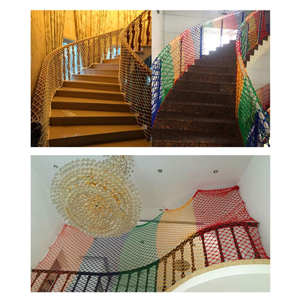 Child Safety Net for Climbing Frames & Staircases - Anti-Fall Protection Balcony Net | Durable Nylon Rope Woven Indoor Safety Barrier (Colorful) - Perfect for Playgrounds, Treehouses & Home Safety