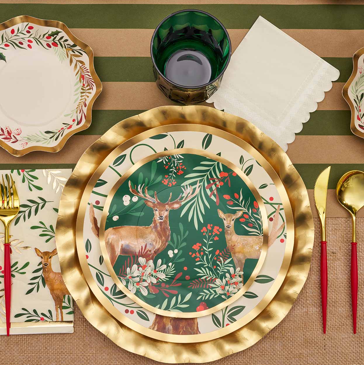 Christmas Forest Table Setting - Elegant Holiday Dinnerware Set for Festive Dining & Party Decorations | Perfect for Christmas, Thanksgiving & Winter Gatherings