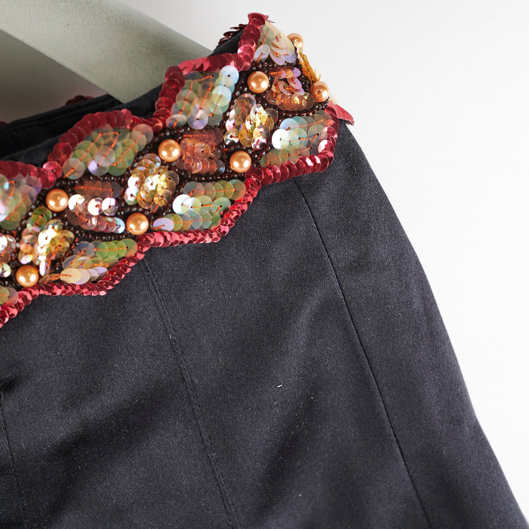 Chanel Black Silk Sequin Long Skirt for Women - Size 40 US (Evening Gown, Party Dress, Formal Occasions)