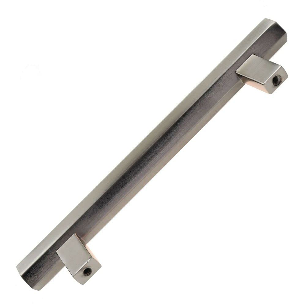 5 Inch Satin Nickel Hexagon Bar Pull Cabinet Handle - CC 4791-128-SN | Modern Kitchen & Bathroom Hardware for Drawers & Cabinets
