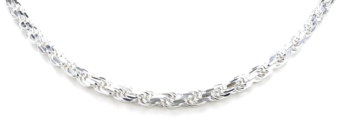 Sterling Silver 925 Real Solid Diamond Cut Rope Chain Necklace 5.0mm 18