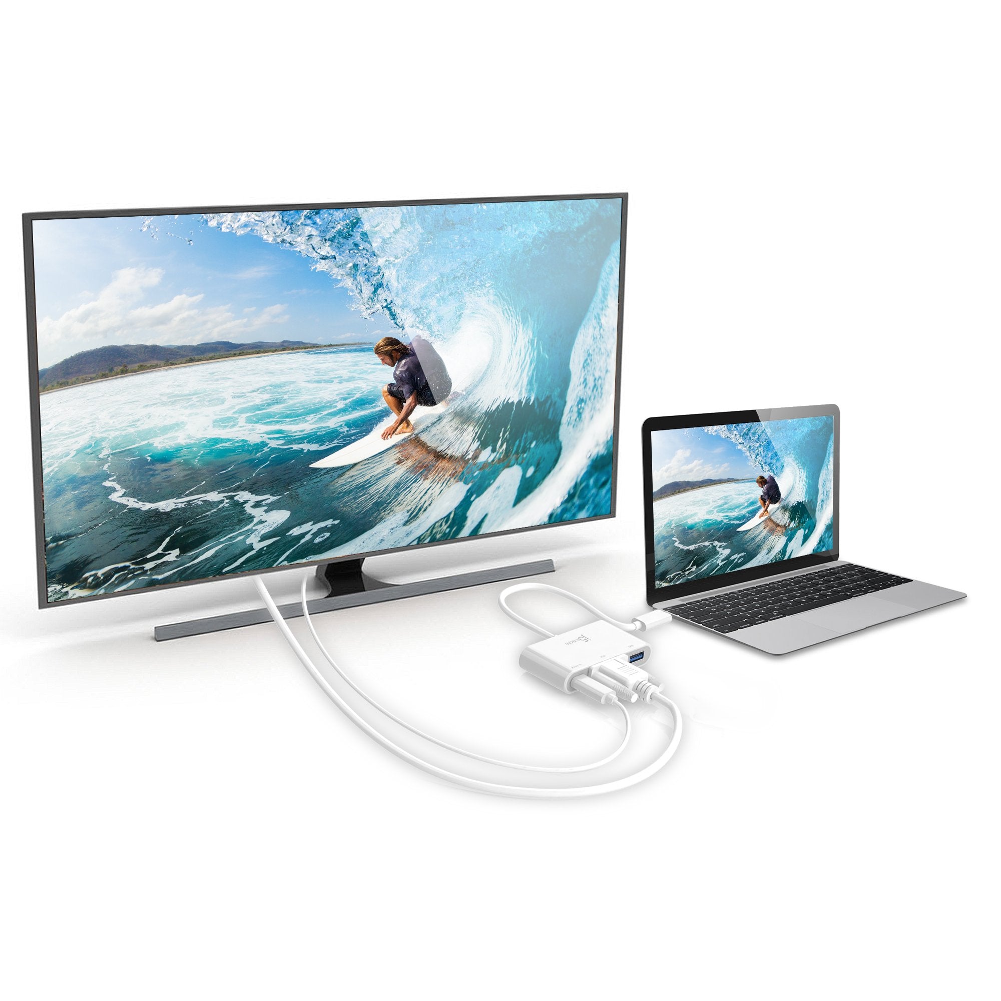 USB C to VGA Adapter with USB 3.0 Hub & 100W Power Delivery - 4K Video Output for Laptop, MacBook, Chromebook - Home Office & Conference Room Setup