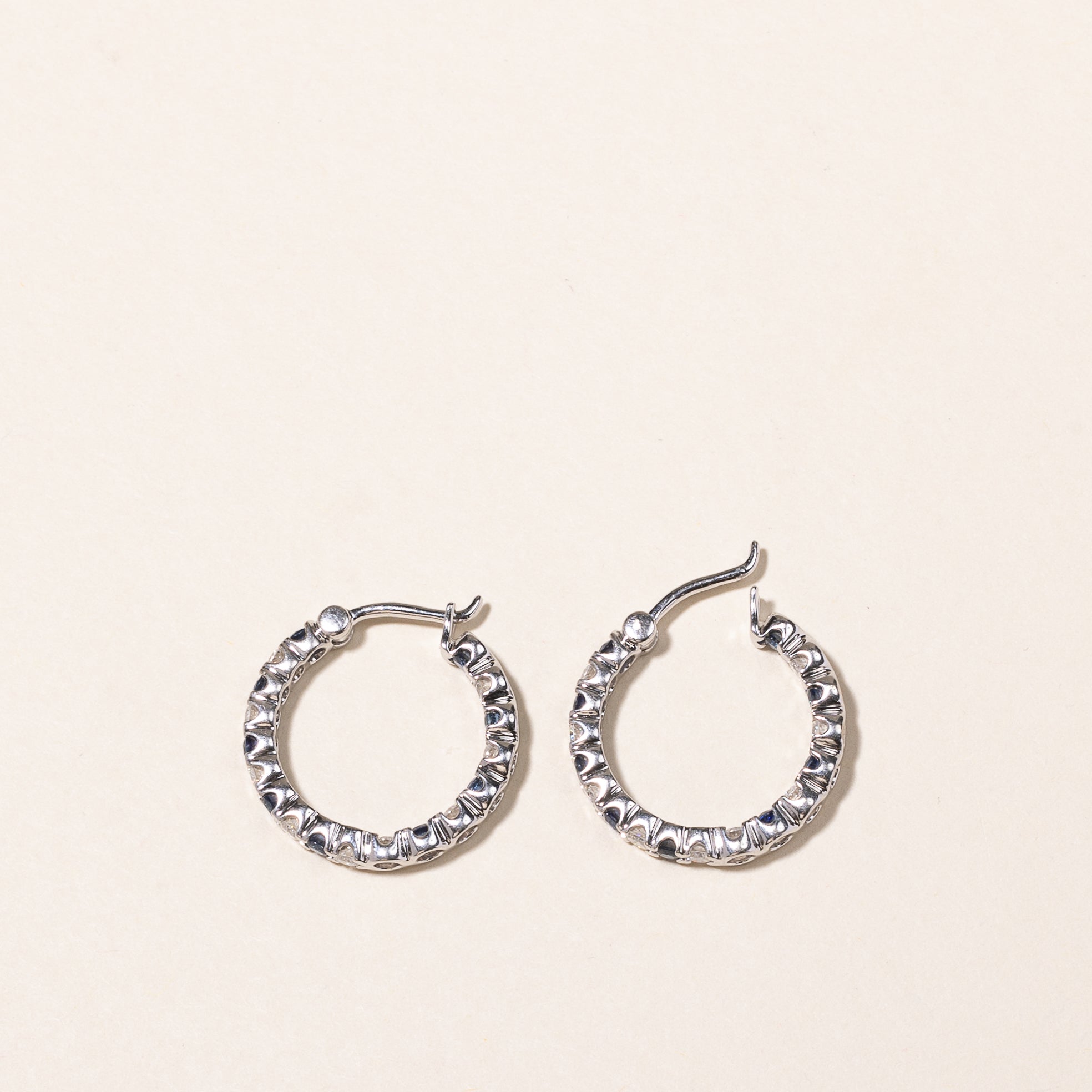 14K White Gold Sapphire and Diamond Hoop Earrings | 0.96ctw Sapphire, 0.82ctw Diamond | Elegant Dangle Earrings for Women, Perfect for Weddings, Parties & Special Occasions