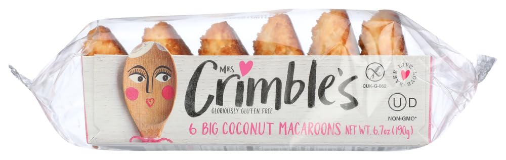 Mrs. Crimble's Coconut Macaroons 6.7 oz - Gluten Free & Vegan Cookies - 3 Pack - Perfect for Snacking, Gifts & Tea Time