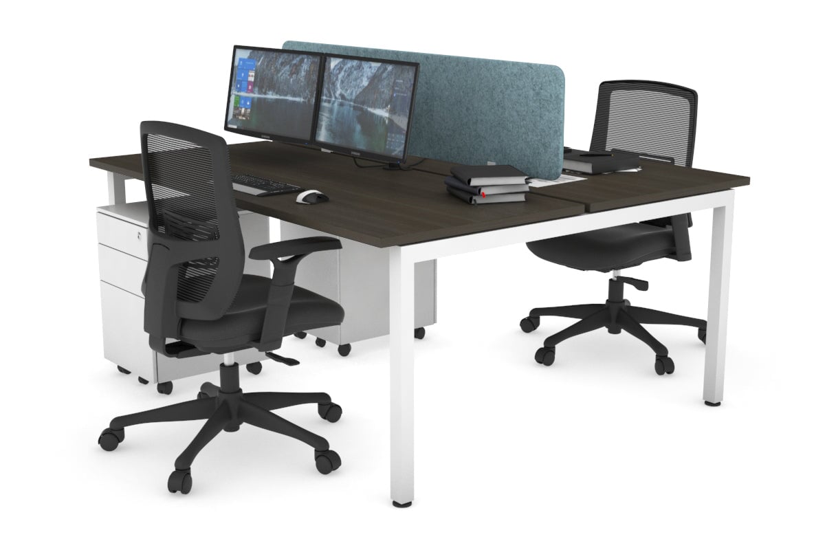 Quadro Square Legs 2 Person Office Workstation Desk [1400L x 700W] - Perfect for Collaborative Workspaces & Home Offices