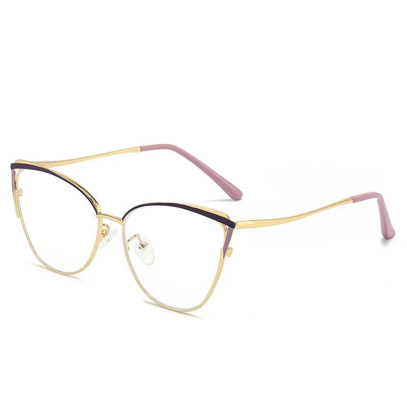 Aror Women's Full Rim Oval Cat Eye Alloy Eyeglasses Frame 9740 - Stylish Retro Glasses for Women, Perfect for Office, Reading & Fashion Accessories