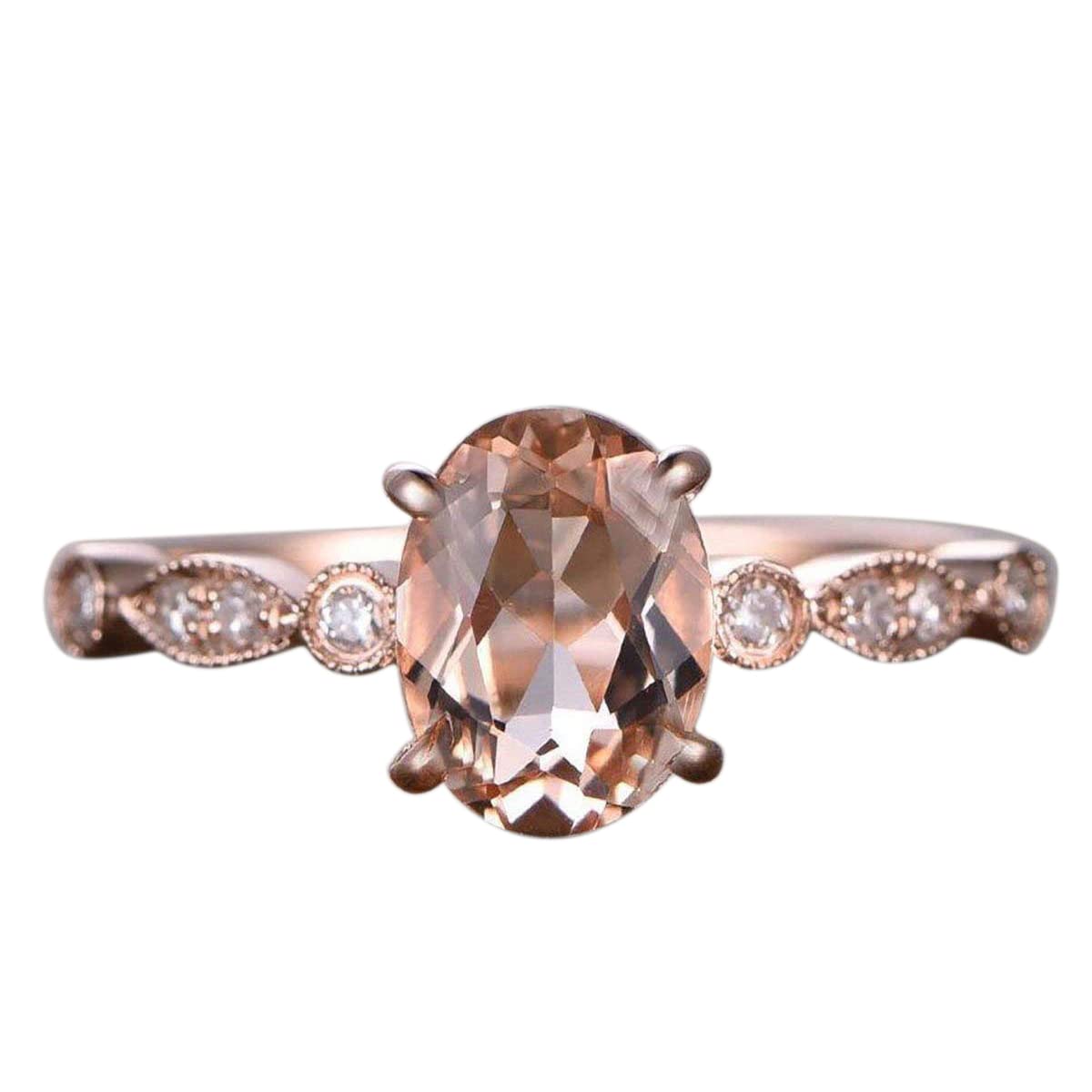 1.25 Carat Oval Cut Morganite & Diamond Engagement Ring in 18k Gold Plating – Elegant Bridal Jewelry for Proposals, Anniversaries & Special Occasions