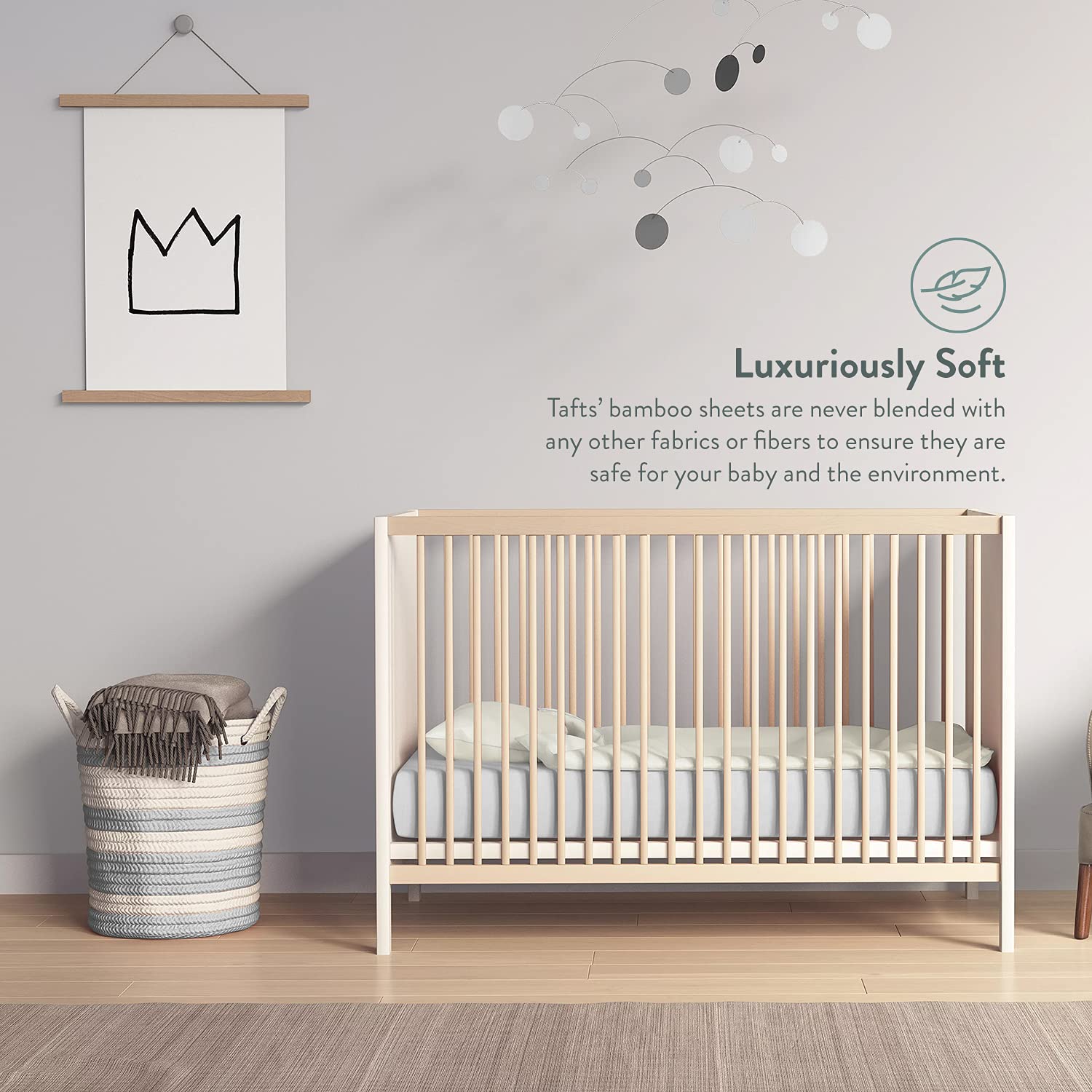 Organic Bamboo Viscose Crib Sheets 2-Pack - Soft, Breathable & Cooling Fitted Crib Sheets for Standard Crib & Toddler Mattress (28