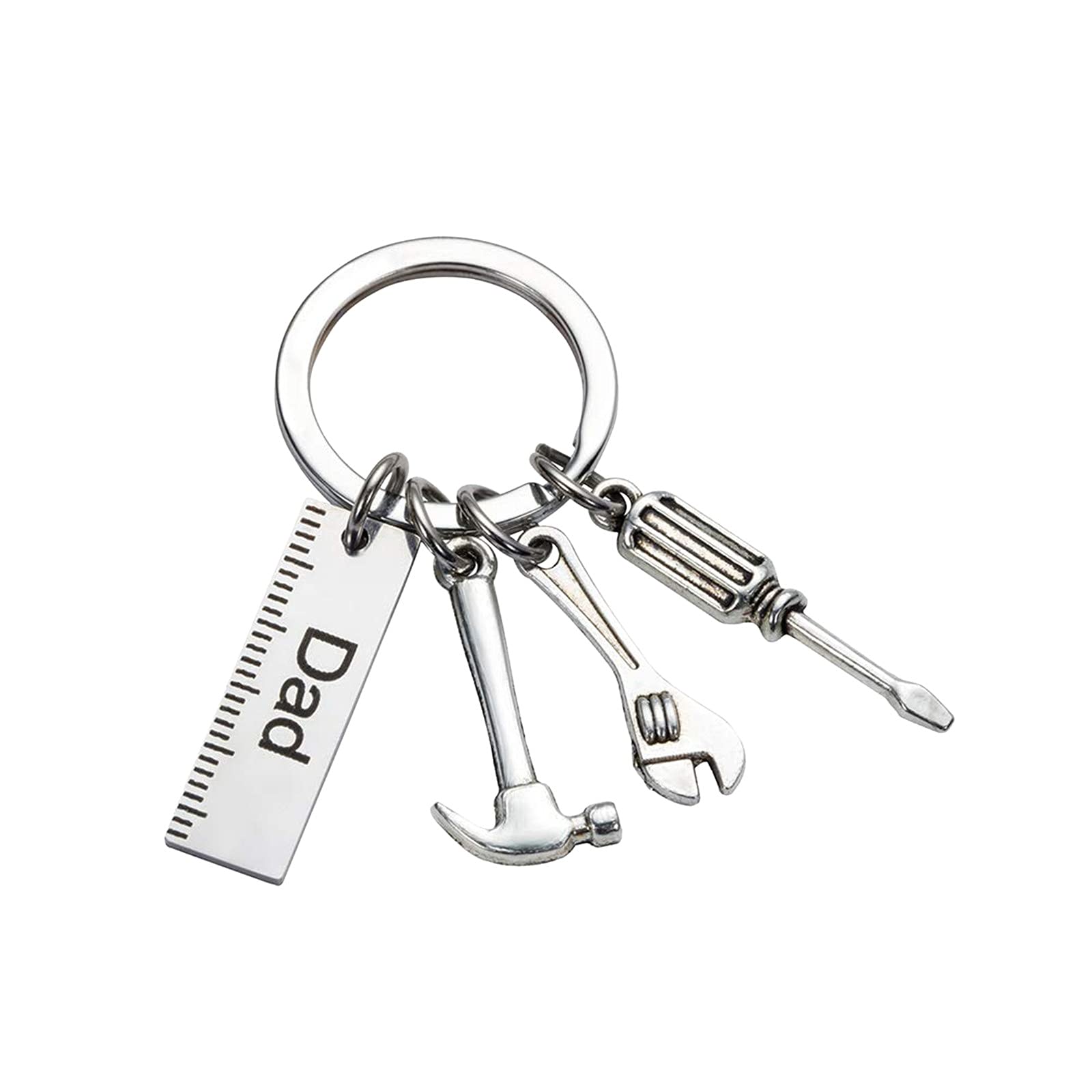 Bar Mace Lanyard - Heavy Duty Personal Protection Alarm Keychain with Multi-Tool Features (Ruler, Hammer, Wrench, Screwdriver) - Perfect Safety Gift for Men, Dad, Father's Day - Silver One Size - Ideal for Outdoor Activities, Camping, Hiking & Emergency Situations