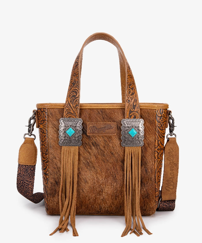 Wrangler Genuine Cowhide Leather Fringe Crossbody Purse for Women - Stylish Concealed Carry Handbag for Everyday Use, Travel & Outdoor Adventures