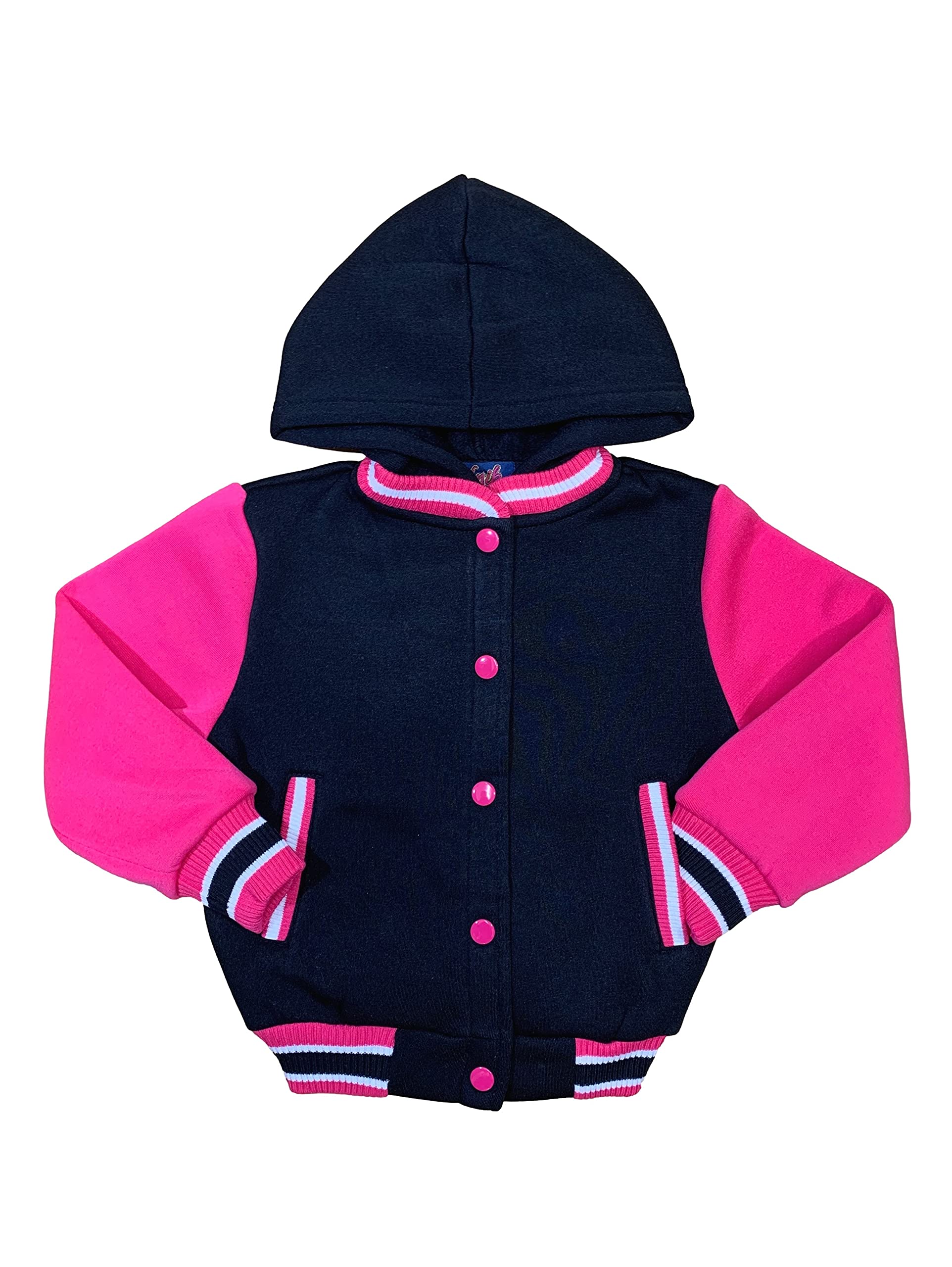 Unisex Varsity Letterman Jacket with Hood - Soft Fleece Lined Jacket for Women & Men - Perfect for School Sports, Cheerleading & Casual Winter Outfits