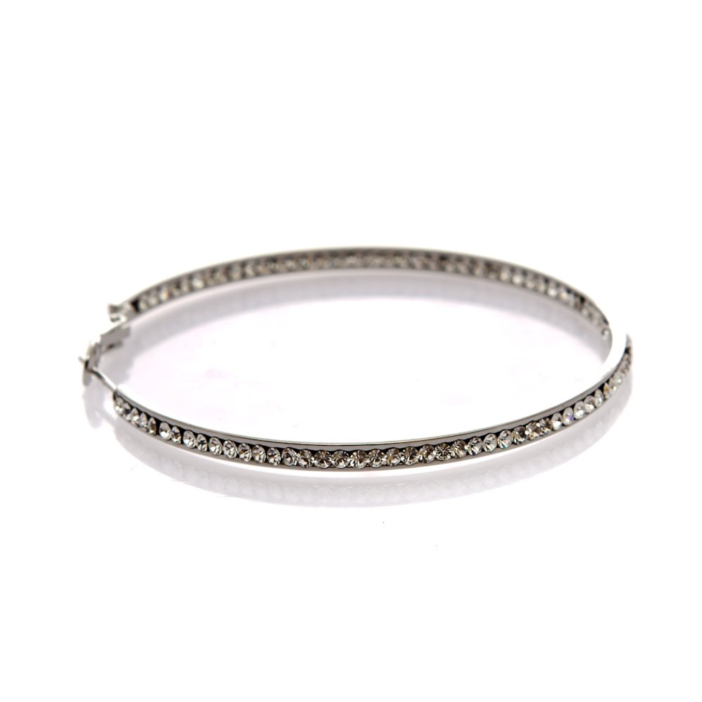 60mm Silver Crystal Hoop Earrings for Women - Elegant & Shiny Dangle Earrings for Party, Wedding & Everyday Wear